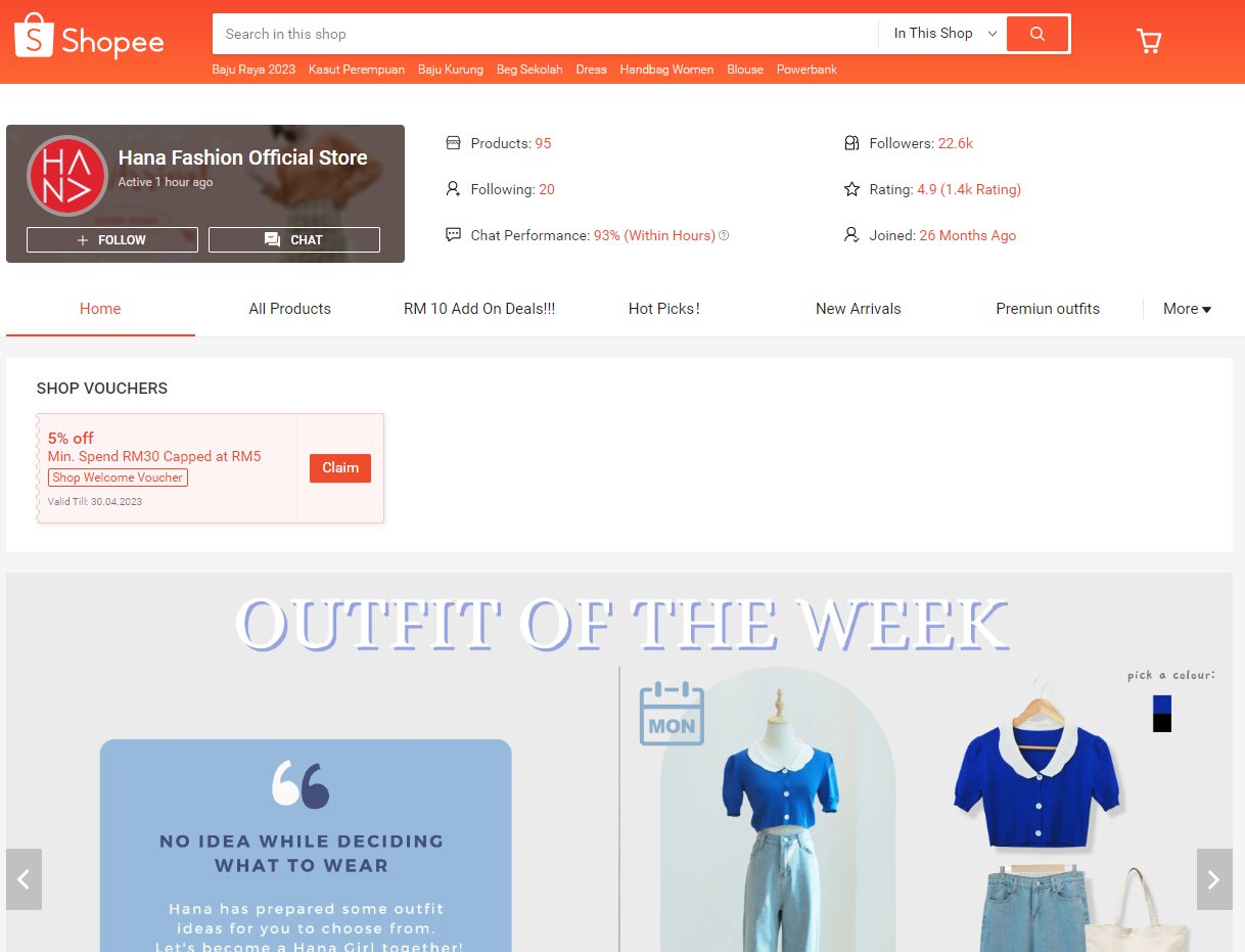 Hana Fashion Malaysia Shopee Shop