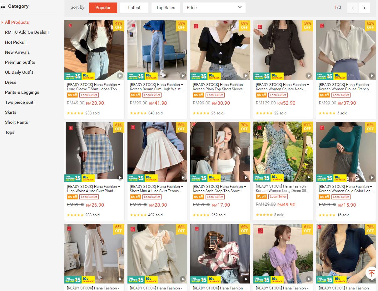 Hana Fashion Malaysia Shopee Shop